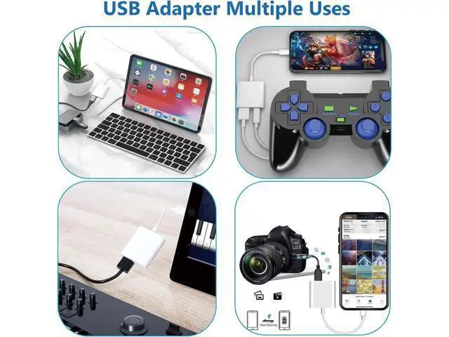 Alt view image 5 of 7 - Lightning to USB Camera Adapter for iPhone with Lightning Charging Port USB 3.0 Female OTG Cable Keyboard Mouse No Support USB C SSD