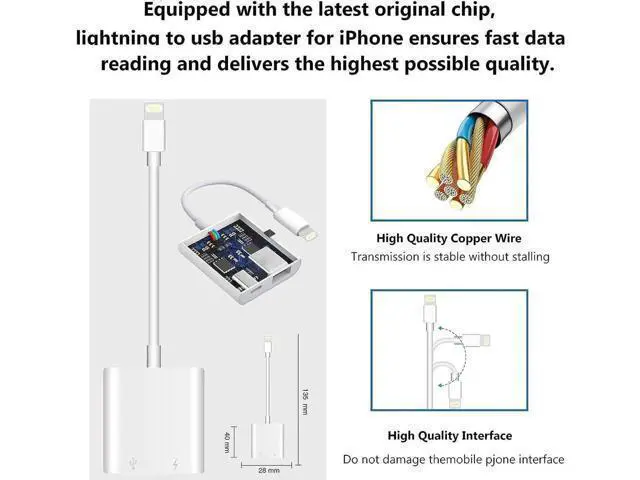 Alt view image 6 of 7 - Lightning to USB Camera Adapter for iPhone with Lightning Charging Port USB 3.0 Female OTG Cable Keyboard Mouse No Support USB C SSD