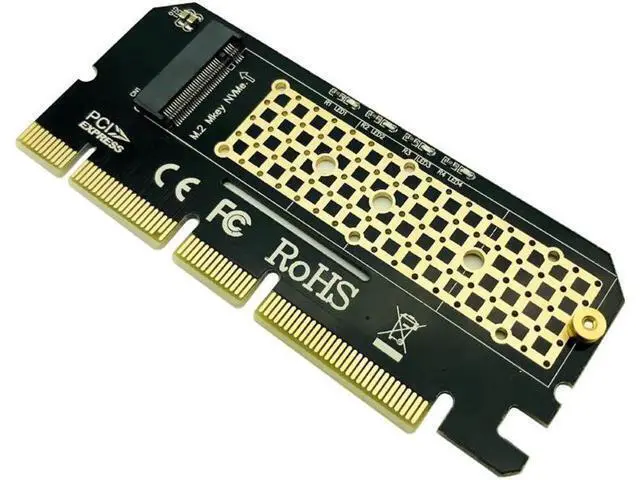 Alt view image 2 of 6 - PCIE to M2 Adapter PCI Express PCI-E 3.0 X4 X8 X16 to M.2 NGFF M Key Connector M2 Nvme PCIE SSD Heatsink SSD Riser Card with LED