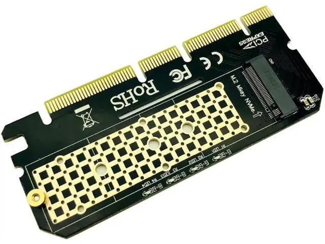 Alt view image 3 of 6 - PCIE to M2 Adapter PCI Express PCI-E 3.0 X4 X8 X16 to M.2 NGFF M Key Connector M2 Nvme PCIE SSD Heatsink SSD Riser Card with LED
