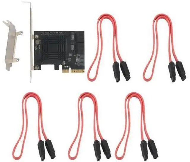 Main image of FOR PCIE to 5-Port SATA III 6 Gbps SATA Controller Expansion Card Computer Chassis Adapter Card JMB585 with 5 Cables