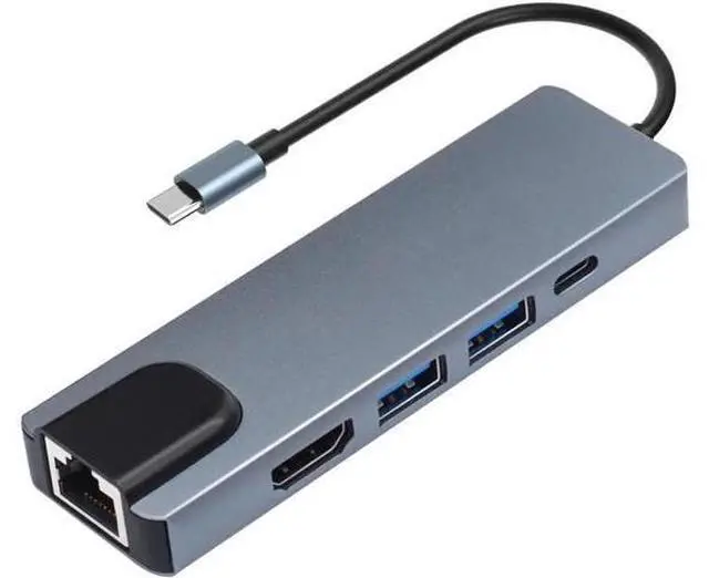 Main image of USB C Hub Multiport Adapter, USB 3.1 Gen 2 Hub -5 in 1 USB C to 4K HDMI Dongle with USB C Power Delivery,2 USB 3.0 Ports and Gigabit Ethernet Adapter for Mac Book Pro, XPS More Type C Devices