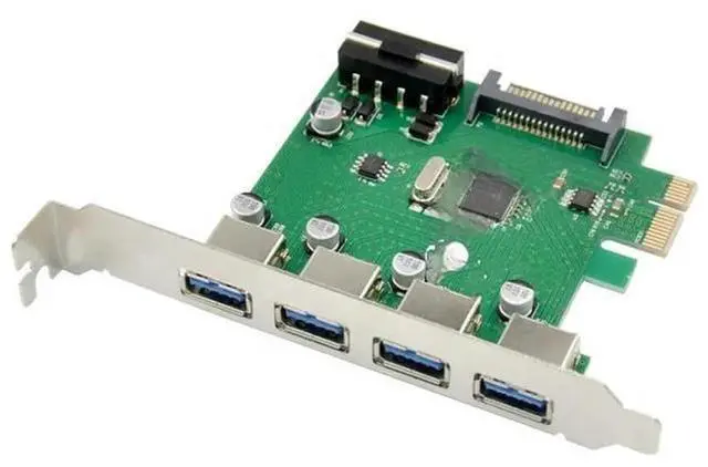 Main image of FOR PCI-E To 4 Ports USB 3.0 Converter card 4 Ports USB3.0 adapter Card VL805 Chipset sata 4pin power supply