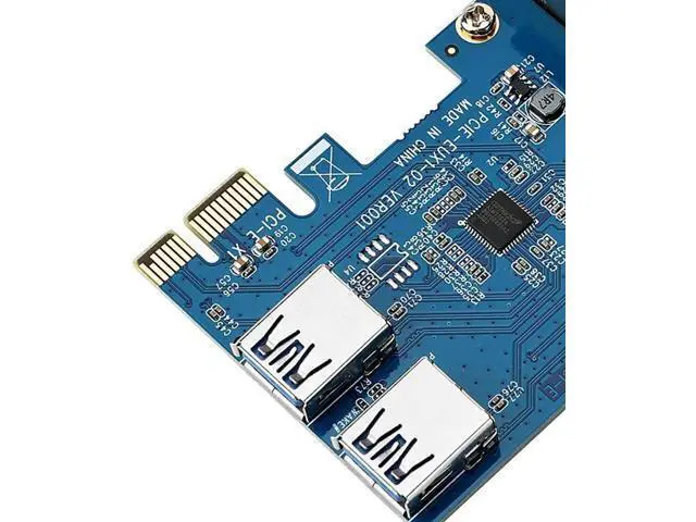 Alt view image 4 of 6 - PCIe 1 to 2 PCI Express 1X Riser Card 2 in 1 PCI-E Expansion Card 2 Ports USB3.0 Adapter for Bitcoin Mining Device Rabbet Ethereum Mining ETH
