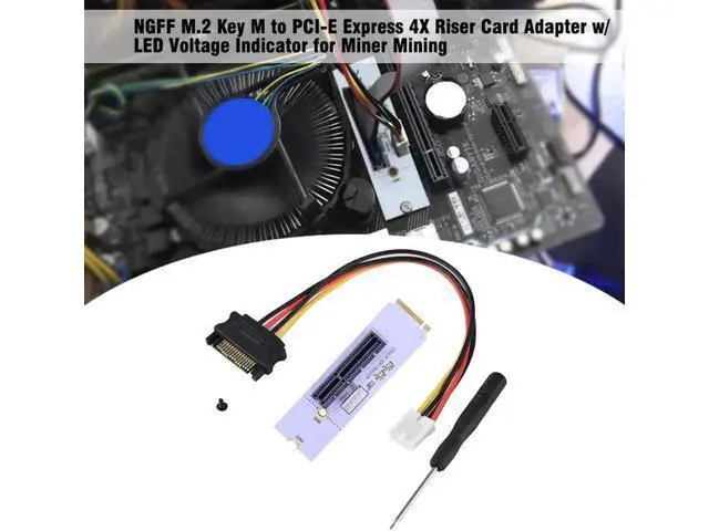 Alt view image 4 of 6 - BGNing NGFF M2 to PCI-e 4X 1X Slot Riser Card M Key M.2 2260 2280 SSD Port to PCIE Adapter Converter Multiplier for BTC Miner Mining