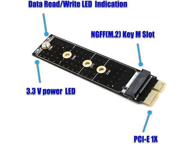 Alt view image 2 of 6 - PCI E PCI Express 3.0 X1 to NVME M.2 M KEY NGFF SSD PCIE M2 Riser Raiser for 2230 2242 2260 2280 Heatsink SSD PCIE to M2 Adapter