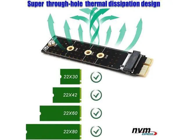 Alt view image 3 of 6 - PCI E PCI Express 3.0 X1 to NVME M.2 M KEY NGFF SSD PCIE M2 Riser Raiser for 2230 2242 2260 2280 Heatsink SSD PCIE to M2 Adapter