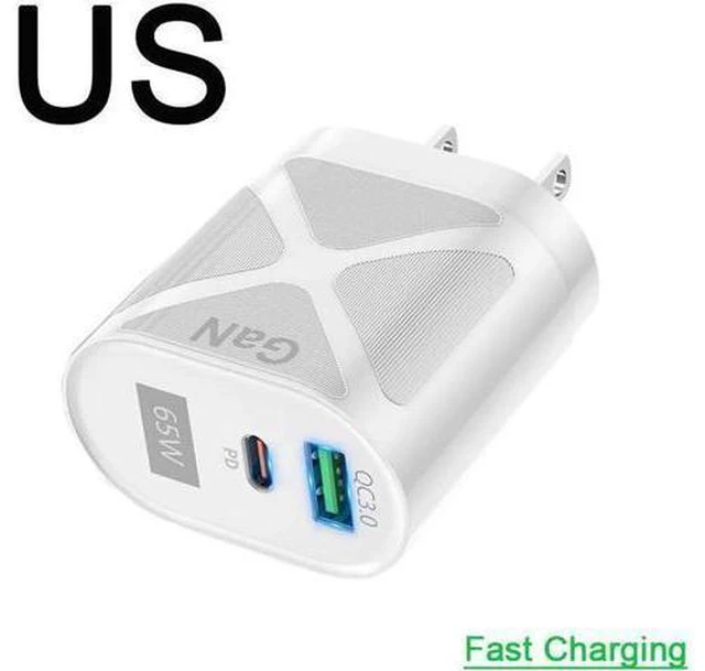 Main image of 65W GaN Fast Charger Dual Port USB Type C Phone Charger Quick Charging 3.0 Power Adapter For iPhone 14 13 Xiaomi Samsung Wall Charger - White