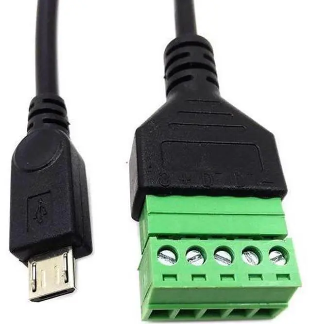 Alt view image 2 of 3 - Micro USB Male to 5 Pin/Way Female Bolt Screw Shield terminals Pluggable Type Adapter Connector Cable 30cm(Micro USB Male)