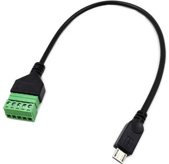 Main image of Micro USB Male to 5 Pin/Way Female Bolt Screw Shield terminals Pluggable Type Adapter Connector Cable 30cm(Micro USB Male)