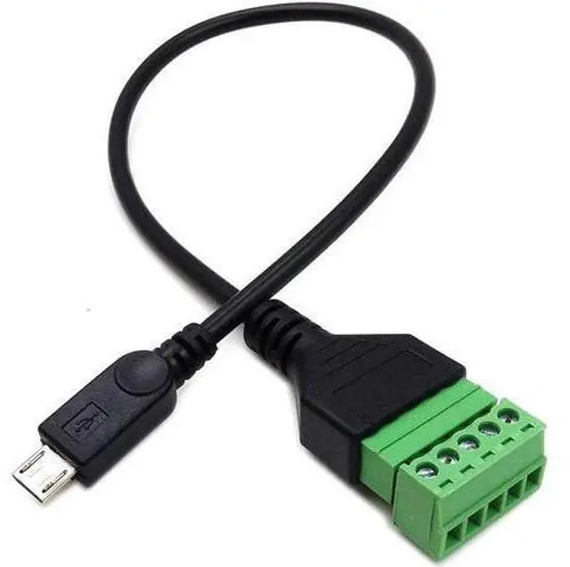 Alt view image 3 of 3 - Micro USB Male to 5 Pin/Way Female Bolt Screw Shield terminals Pluggable Type Adapter Connector Cable 30cm(Micro USB Male)