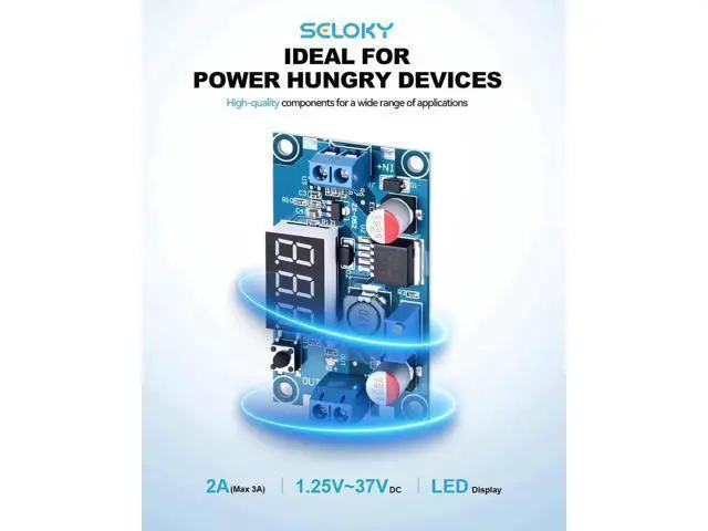 Alt view image 5 of 7 - LM2596 DC-DC Buck Power Converter Module, Adjustable Voltage Regulator 4-40V to 1.25-37V Buck Converter with LED Voltmeter DisplayPack of 2