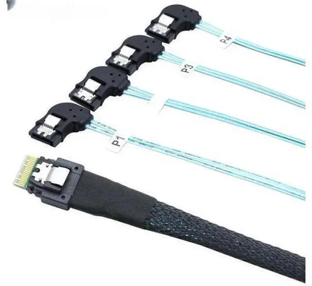 Main image of FOR Fast PCIE Slimline SAS 4.0 38P SFF-8654 4i to 4 SATA Adapter Cable with 7P Left-Angle Female Con tor