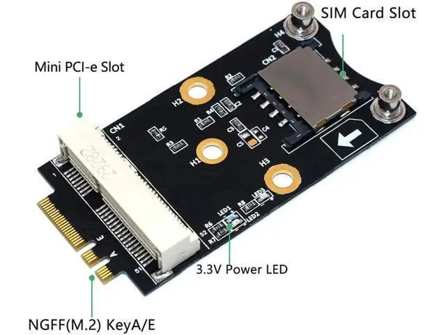 Alt view image 2 of 5 - Mini PCI-E to M.2 Key A/E Adapter Rise Card with SIM Card Slot for WiFi/WWAN/LTE Module Supports Win Linux