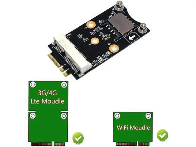 Alt view image 3 of 5 - Mini PCI-E to M.2 Key A/E Adapter Rise Card with SIM Card Slot for WiFi/WWAN/LTE Module Supports Win Linux