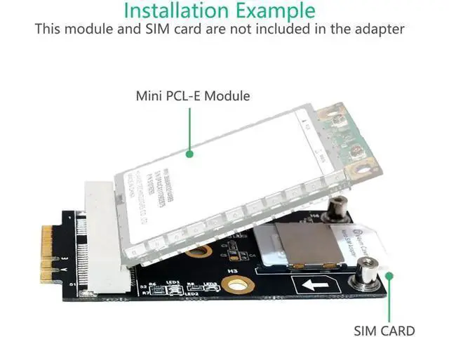 Alt view image 5 of 5 - Mini PCI-E to M.2 Key A/E Adapter Rise Card with SIM Card Slot for WiFi/WWAN/LTE Module Supports Win Linux