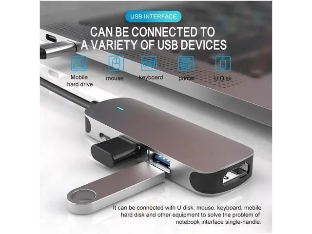 Alt view image 7 of 7 - USB C Hub, USB Hub to HDMI 4-in-1 Adapter with USB 3.0/2.0 Port,PD Charging Port,4K HDMI Adapter Compatible for MacBook Pro Air USB C Laptops and More Type C Devices