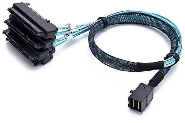 Main image of SFF-8643 Internal Mini SAS HD to (4) 29pin SFF-8482 connectors with SAS 15pin Power Port 12GB/S Cable (1M)