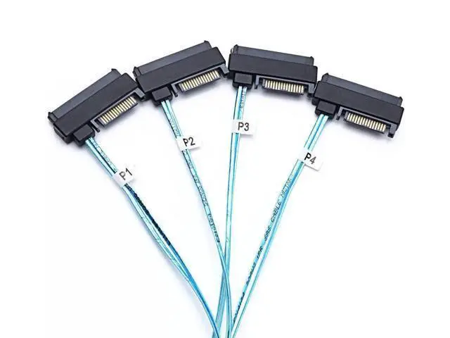Alt view image 6 of 7 - SFF-8643 Internal Mini SAS HD to (4) 29pin SFF-8482 connectors with SAS 15pin Power Port 12GB/S Cable (1M)