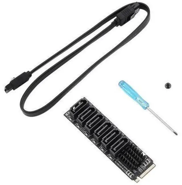 Main image of M.2 MKEY PCI-E Riser Card M.2 NVME to SATA3.0 PCIE to SATA 6Gpbsx6-Port Expansion Card ASM1166 Support PM Function-AB01