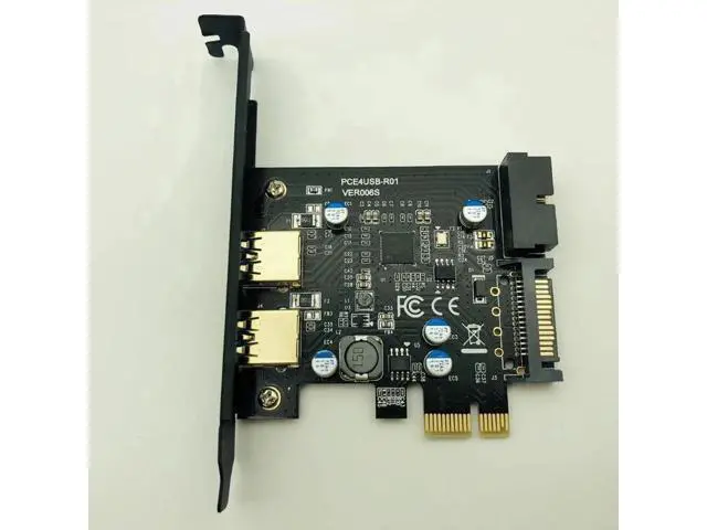 Alt view image 3 of 6 - Super Speed USB 3.0 PCI-E 2 Port PCI Express Expansion Card 19-Pin Power Connector for Desktops PC PCI Express USB 3.0 Cards