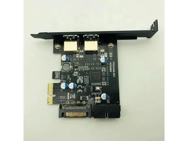Alt view image 5 of 6 - Super Speed USB 3.0 PCI-E 2 Port PCI Express Expansion Card 19-Pin Power Connector for Desktops PC PCI Express USB 3.0 Cards