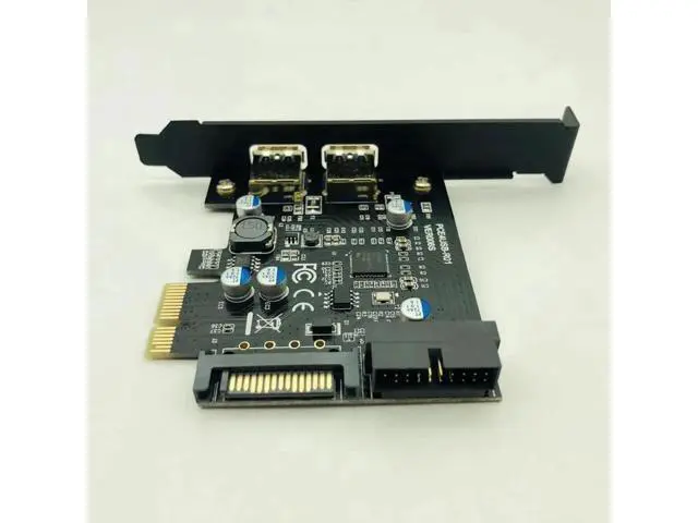 Alt view image 6 of 6 - Super Speed USB 3.0 PCI-E 2 Port PCI Express Expansion Card 19-Pin Power Connector for Desktops PC PCI Express USB 3.0 Cards