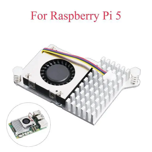 Alt view image 2 of 7 - Raspberry Pi 5 PWM Fan Heatsink, Anodized Aluminum, Silver | 5V PWM Speed Control; 8000RPM; 1.09CFM Airflow