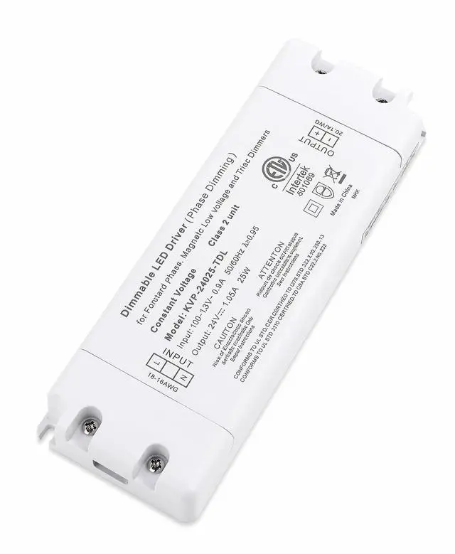 Main image of AC 100-130V to DC 24V 25W Dimmable LED Driver, Phase Dimming (Triac/MLV) | Electronic Transformer, Constant Voltage Power Supply, for LED Strip Lights, Under Cabinet Lighting