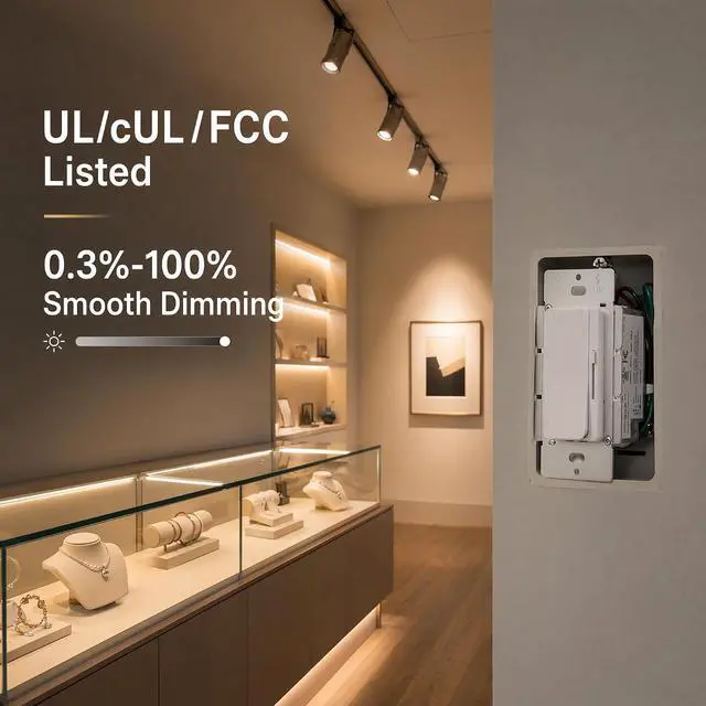 Alt view image 6 of 7 - 2-in-1 LED Dimmer Switch LED Driver, AC 120V to DC 24V 60W Transformer | Single Pole or 3-Way Slide Dimmer, Flicker-Free Dimming, for LED Strip Lights, Under Cabinet Lighting