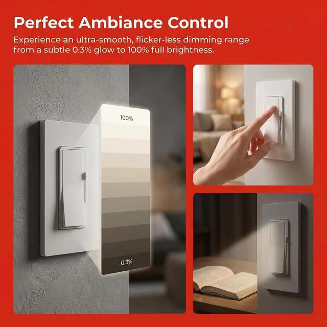 Alt view image 3 of 7 - 2-in-1 LED Dimmer Switch LED Driver, AC 120V to DC 24V 60W Transformer | Single Pole or 3-Way Slide Dimmer, Flicker-Free Dimming, for LED Strip Lights, Under Cabinet Lighting