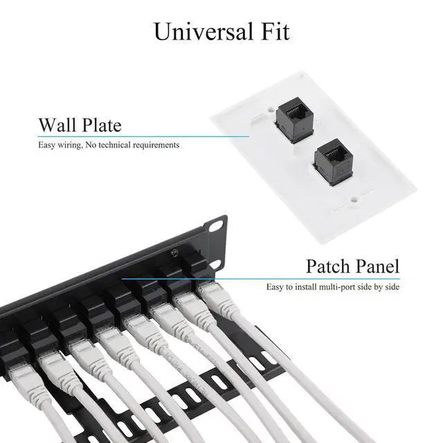 Alt view image 5 of 7 - 25 Pack CAT6 RJ45 Keystone Coupler, Female to Female UTP Insert, Black | Tool-free Plug-and-Play, Universal Keystone Fit, Compact Lightweight Build, Flame-retardant ABS, Cat6/Cat5e/Cat5 Compatible