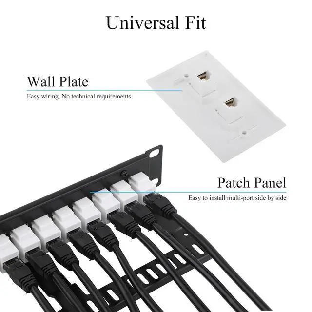 Alt view image 5 of 7 - 10 Pack CAT6 RJ45 Keystone Coupler, Female to Female UTP Insert, White | Tool-free Plug-and-Play, Universal Keystone Fit, Compact Lightweight Build, Flame-retardant ABS, Cat6/Cat5e/Cat5 Compatible