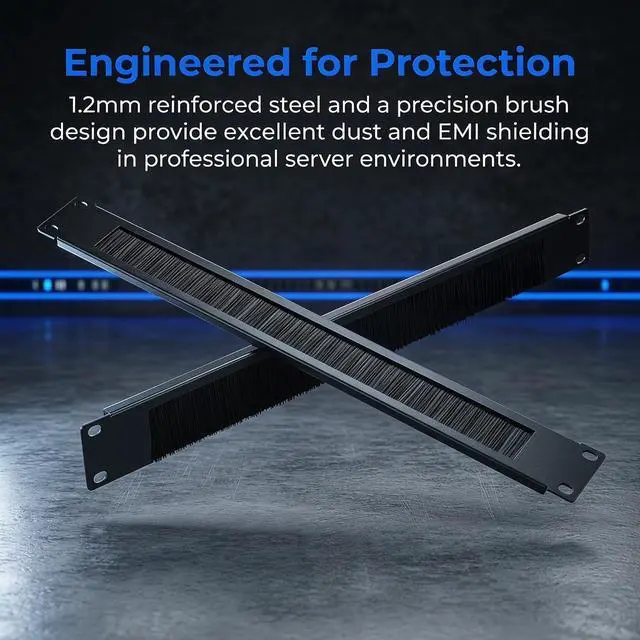 Alt view image 2 of 7 - 1PCS 1U 19-Inch Network Rack Blanking Plate, 1.2mm Closed-Bristle Brush | 19-inch Standard 1U, Dust & EMI Protection, Easy Installation, Durable, Metal Material