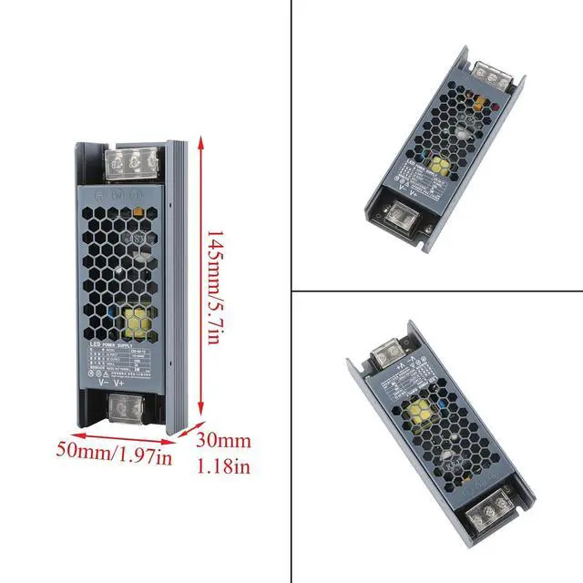 Alt view image 3 of 7 - Ultra Thin AC 110-264V to DC 12V 24W Switching Power Supply LED Driver | High Efficiency; Overheat/OV/OL/Short Circuit Protection; Flame-retardant Shell; CE RoHS FCC Certified; for LED