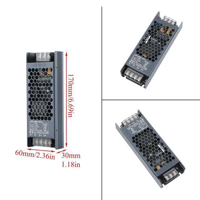 Alt view image 4 of 7 - Ultra Thin AC 110-264V to DC 12V 24W Switching Power Supply LED Driver | High Efficiency; Overheat/OV/OL/Short Circuit Protection; Flame-retardant Shell; CE RoHS FCC Certified; for LED