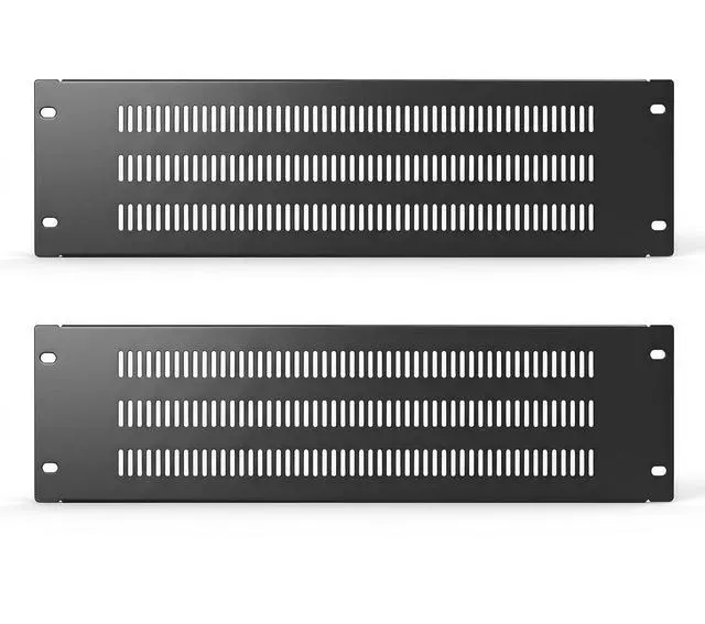 Main image of 2PCS Vented Metal Rack Blank Panel 3U for 19 Inch Server Racks | 19-inch Standard Rack Compatible, Vented Airflow Design, Dust & EMI Protection, Easy Mounting