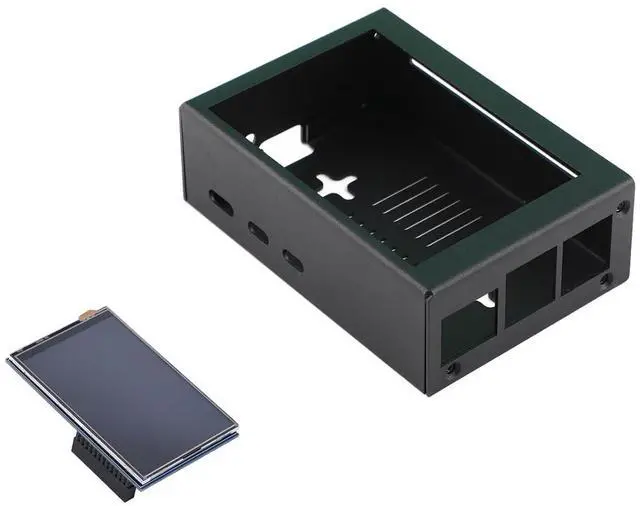 Main image of for Raspberry Pi 5 Metal Protective Case, with 3.5in Touch Screen | Metal; Support 3.5in Screen; Support PWM Active Cooler, Full Port cutouts; Dust/Anti-static Protection