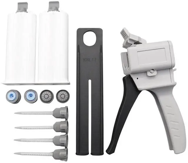 Main image of 1pcs 50ml Dispensing AB Glue Two-component Glue 1:1/2:1 Epoxy Resin With 4 Mixing Tubes 2 Empty Dual Cartridges(2-1-1 1 set)