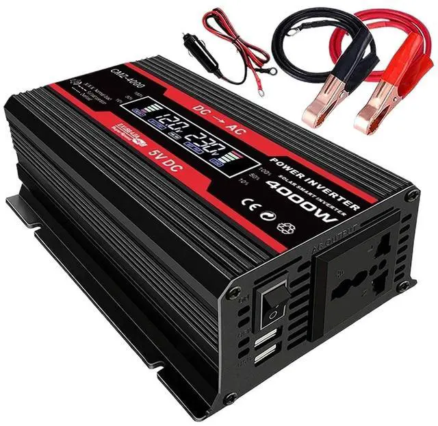 Main image of 1pcs 12V to 110V/220V Dual USB Inverter Display Voltage Car Adapter Modified Sine Wave Charge Converter(12V to 110V Black)