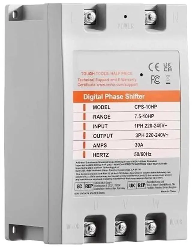 Main image of 1pcs Digital Converter 5/7.5/10HP Single Phase to 3 Phase Converter Digital Phase Shifter for Residential Light(10HP)