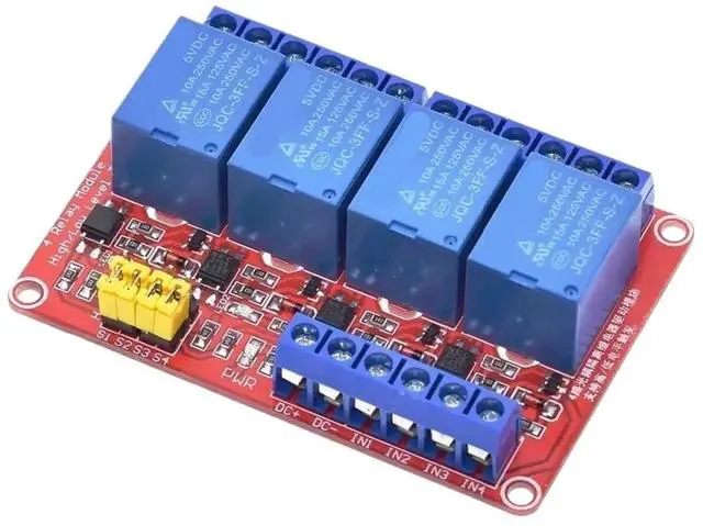Main image of 1pcs Relay Module 1 2 4 6 8 Channel 5V 12V Relay Module Board Shield with Optocoupler(5V 4 Channel Red)