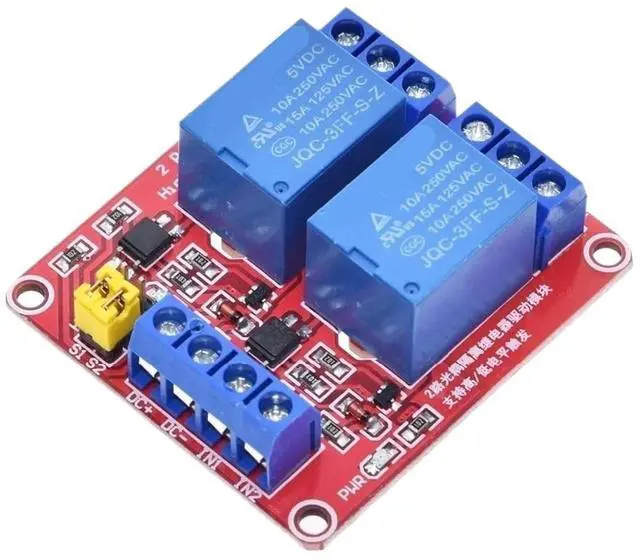 Main image of 1pcs Relay Module 1 2 4 6 8 Channel 5V 12V Relay Module Board Shield with Optocoupler(5V 2 Channel Red)