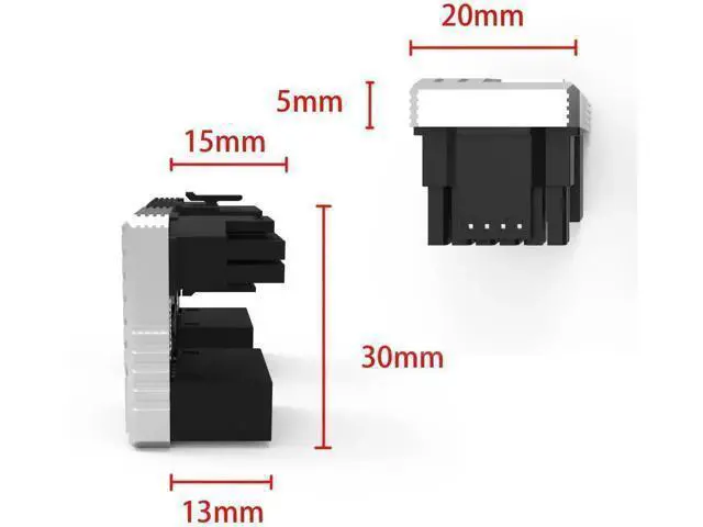 Alt view image 5 of 7 - PCIe 5.0 16Pin 12VHPWR 180 Degree U-Turn Adapter, Male to Female F-Type Angled GPU Power Connector, White for RTX 40/50 Series Graphics Cards