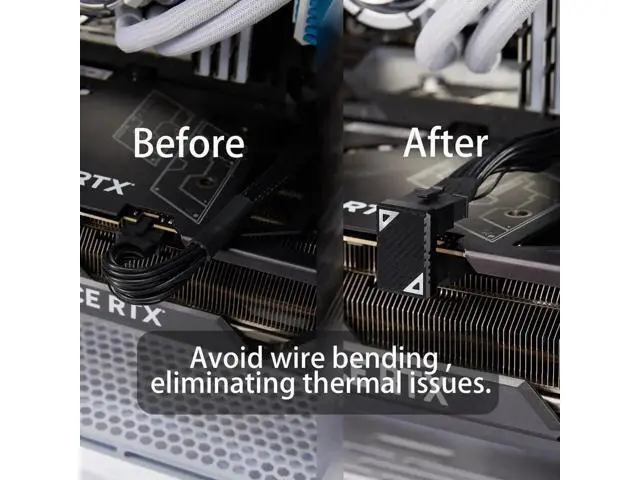 Alt view image 7 of 7 - PCIe 5.0 16Pin 12VHPWR 180 Degree U-Turn Adapter, Male to Female F-Type Angled GPU Power Connector, White for RTX 40/50 Series Graphics Cards