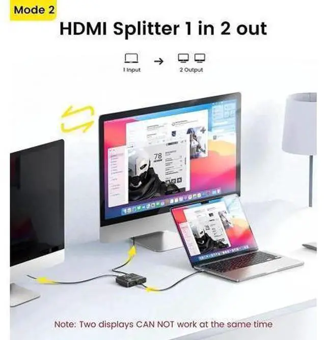 Alt view image 2 of 7 - Bi-Directional HDMI 2.1 Switch Splitter Aluminum 2 in 1 Out / 1 in 2 Out 8K 4K@120Hz HDR 3D Switcher for PS5 Xbox Blu-Ray Fire Stick HDTV