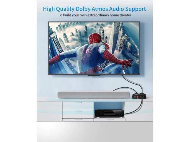 Alt view image 2 of 7 - 1 in 2 Out HDMI 2.0b Splitter 4K@60Hz with 4 Adjustable EDID Modes, HDCP 2.2 Support, RGB 4:4:4 3D HDMI Duplicator for PS4 PS5 Xbox PC Blu-Ray Player Fire Stick