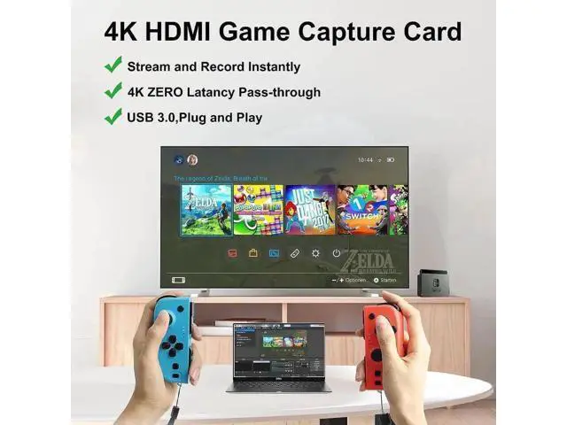 Alt view image 5 of 7 - 4K HDMI to USB & USB-C Video Capture Card with HDMI Loop-Out and 3.5mm Mic Jack, 1080P 60FPS Game Capture Adapter for Live Streaming Recording, Compatible with Switch PS4 Xbox OBS Zoom Windows Mac PC