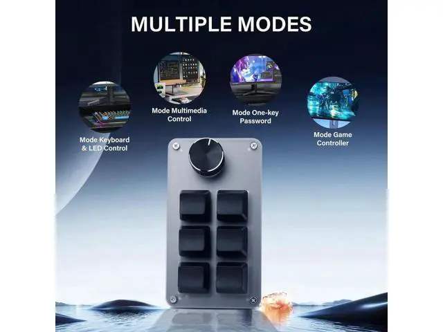 Alt view image 2 of 7 - 6 Keys 1 Knob Programmable Mini Mechanical Keypad, RGB Macro Custom Gaming Keyboard, DIY Multi-Function OSU Keypad with Rotary Knob, Compatible with Windows & Mac OS, Black
