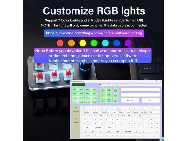 Alt view image 7 of 7 - 6 Keys 1 Knob Programmable Mini Mechanical Keypad, RGB Macro Custom Gaming Keyboard, DIY Multi-Function OSU Keypad with Rotary Knob, Compatible with Windows & Mac OS, Black